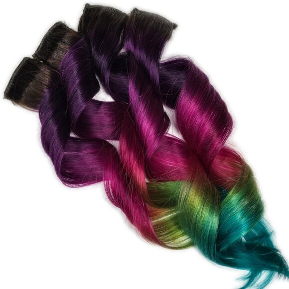 14 inch Purple Rainbow Color Melt Remy Clip in Human Hair Extensions main image 5